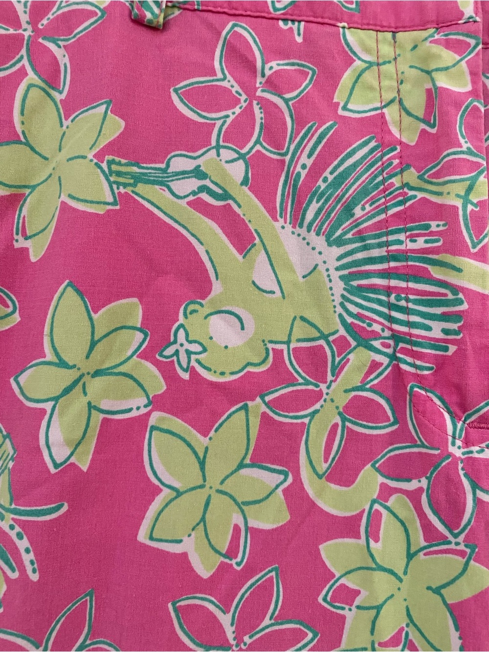 Lilly Pulitzer “Rock A Hula Monkey” Hot Pink & Green Floral Cropped Pants - 14 - Picture 3 of 6